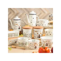 Beurrier émail avec couvercle bois Noiraudes 500ml - Mon Voisin Totor