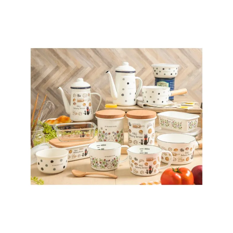 Beurrier émail avec couvercle bois Viennoiseries 500ml - Kiki la peti