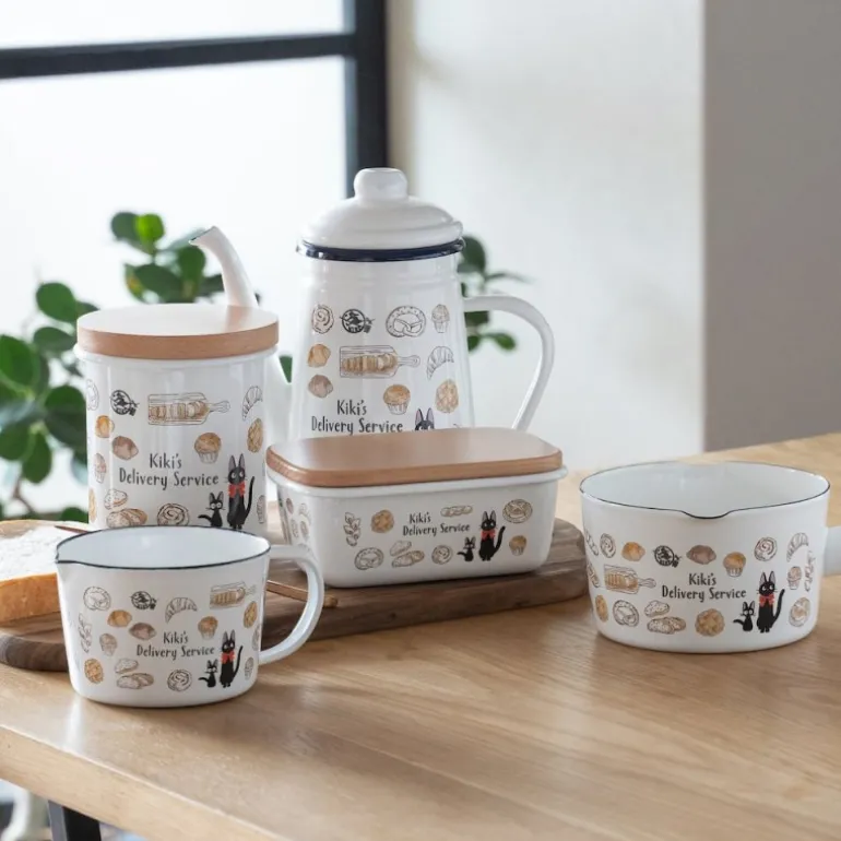 Beurrier émail avec couvercle bois Viennoiseries 500ml - Kiki la peti