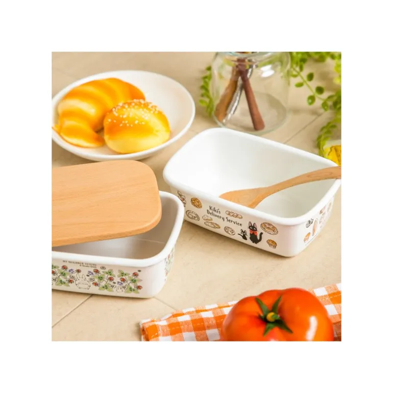 Beurrier émail avec couvercle bois Viennoiseries 500ml - Kiki la peti