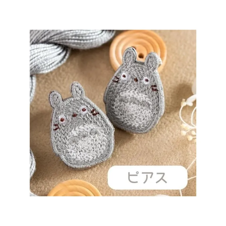 Bijou Boucle d’oreilles Broderie Totoro gris - Mon Voisin Totoro