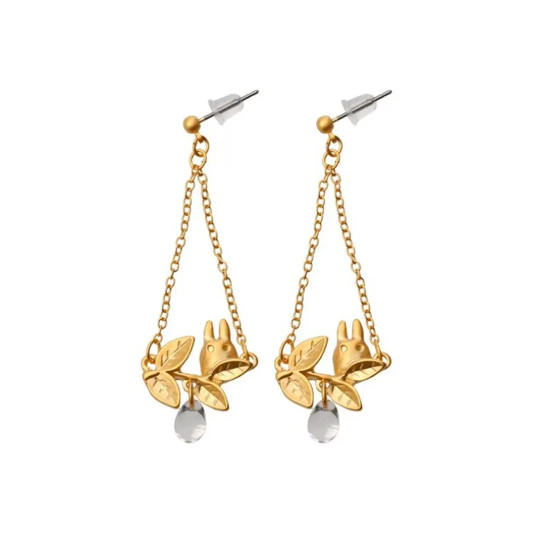 Bijou Boucle d’oreilles Totoro Blanc Caché Dans Une Feuille - Mon Voi