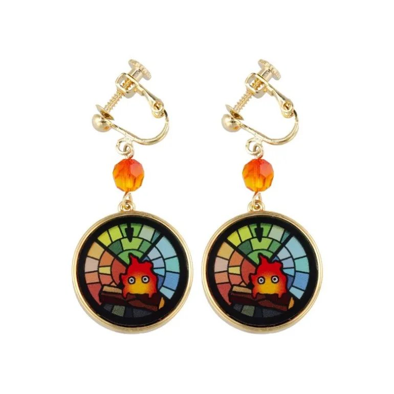 Bijou Boucles d’oreilles à clips Calcifer Vitrail- Le Chateau Ambulan