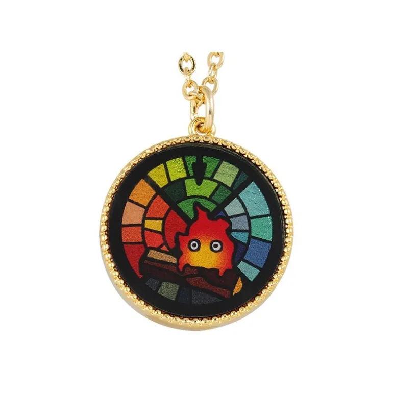 Bijou Pendentif Calcifer Vitrail- Le Château ambulant