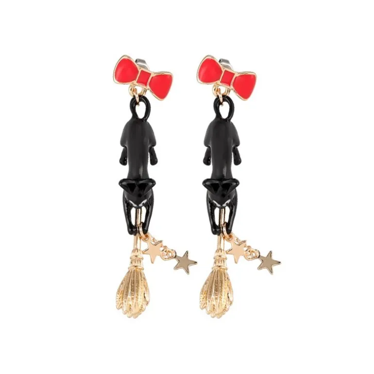 Boucles d’oreilles percées Jiji sur son balai - Kiki la petite Sorciè