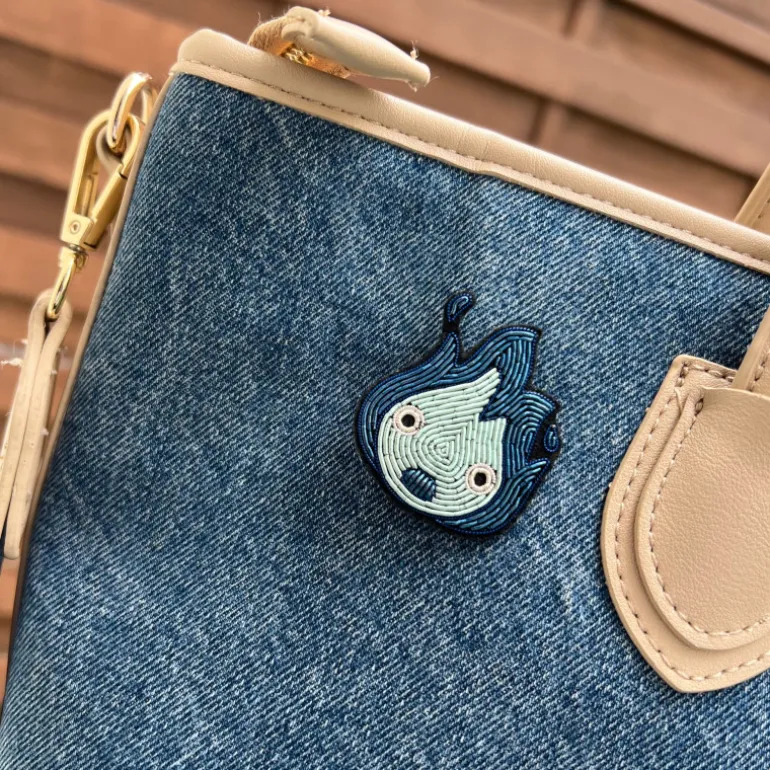 Broche Cannetille Calcifer bleu - Le Château Ambulant