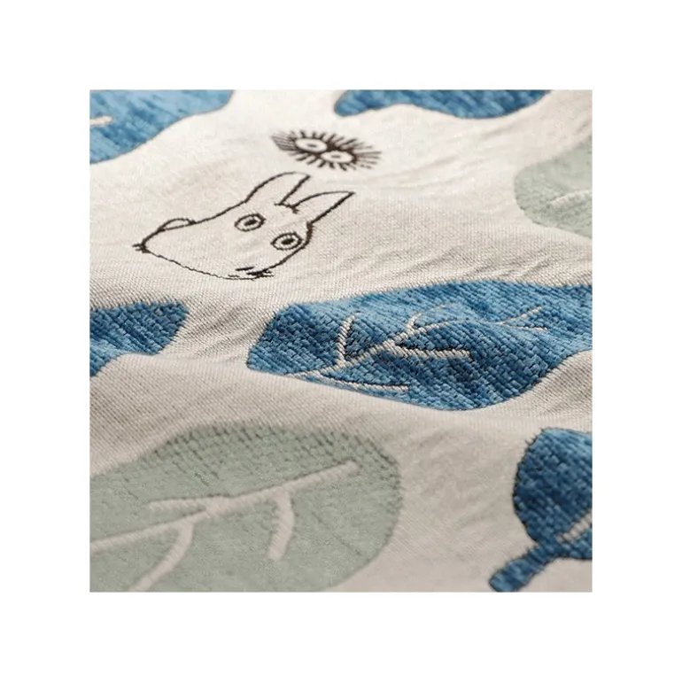 Coussin Totoro Feuilles Bleues et Vertes 45x45 cm - Mon Voisin Totoro