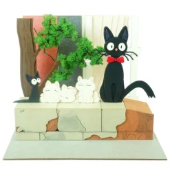 Diorama papier Jiji et chatons - Kiki la petite sorcière