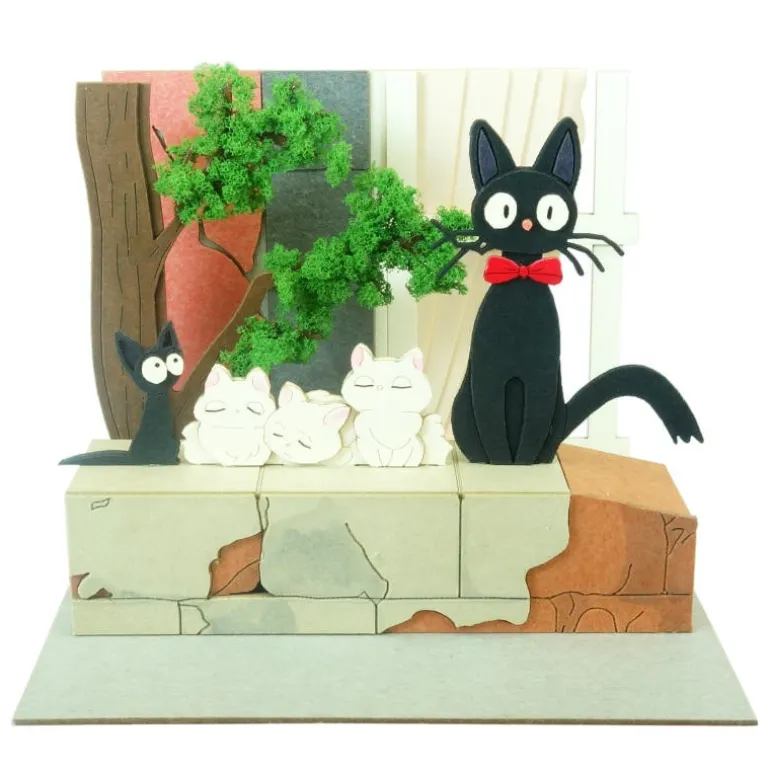Diorama papier Jiji et chatons - Kiki la petite sorcière
