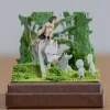 Diorama papier San, Moro et Kodama -Princesse Mononoké