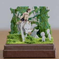 Diorama papier San, Moro et Kodama -Princesse Mononoké