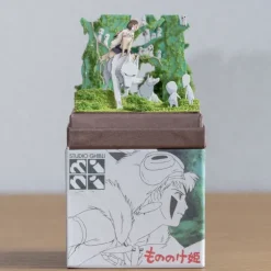 Diorama papier San, Moro et Kodama -Princesse Mononoké