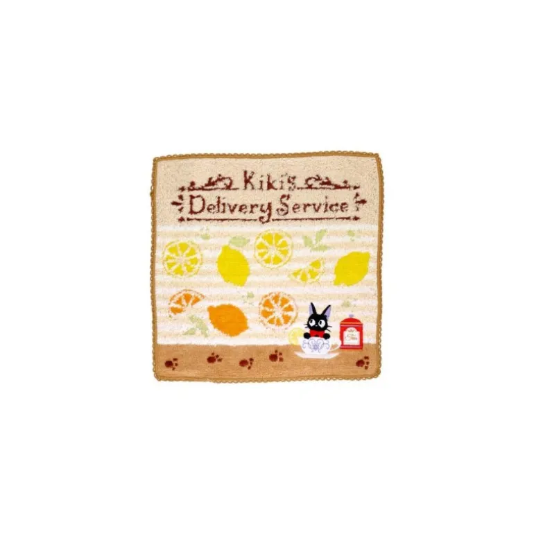 Mini Serviette jaune L’heure du Goûter 23×23 - Kiki la petite sorcièr