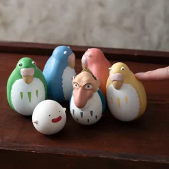 Pack 2 Figurines Roly-poly Perruches Bleu & Vert - Le Garçon et le Héron