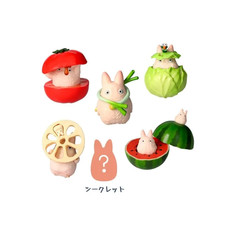 Pose Coll Assort 6 figurines Totoro Blanc Légumes - Mon Voisin Totoro