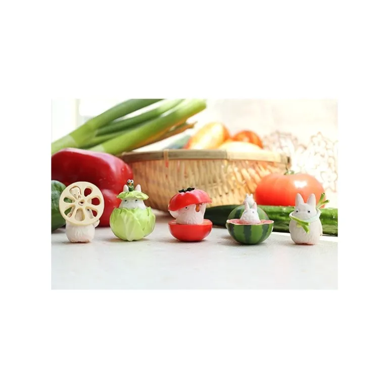 Pose Coll Assort 6 figurines Totoro Blanc Légumes - Mon Voisin Totoro