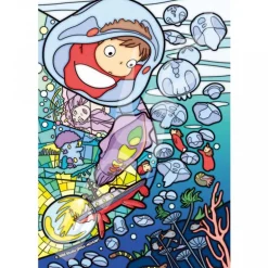 Puzzle Vitrail 126P Ponyo sous la mer - Ponyo sur la falaise