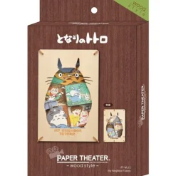 Théâtre de papier Style bois Silhouette Totoro Gris - Mon Voisin Toto